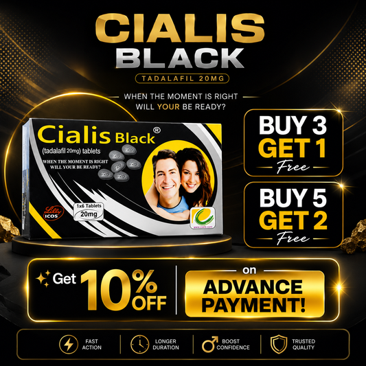Cialis Black 20mg Tablets – 1 Box (6 Tablets)