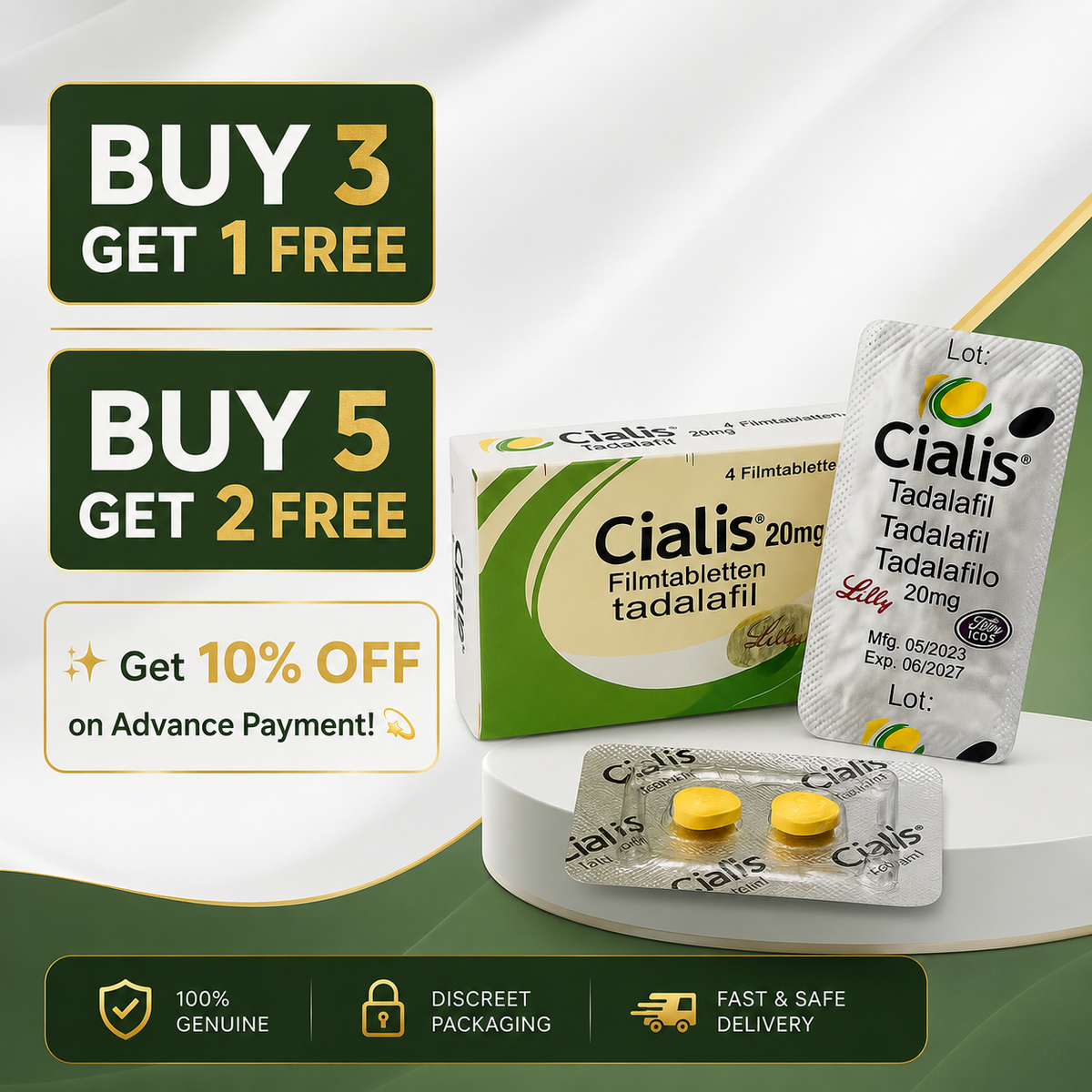 Cialis Spain 20mg Tablets (4 Tablets)